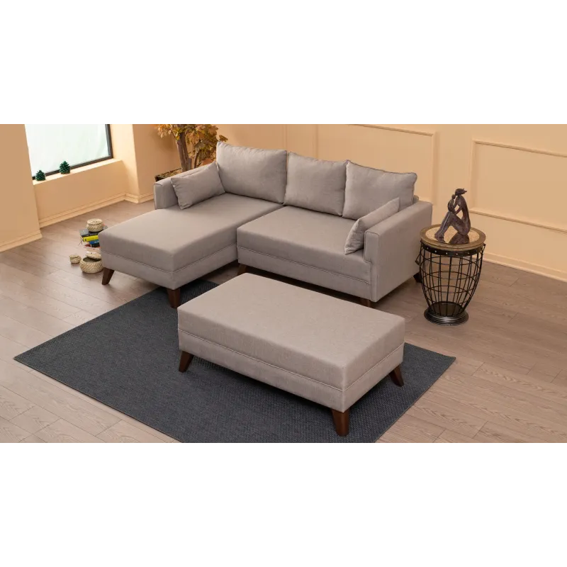 Canapea tip Coltar cu Taburet Bella Corner Sofa Left 2 - Cream  - 3