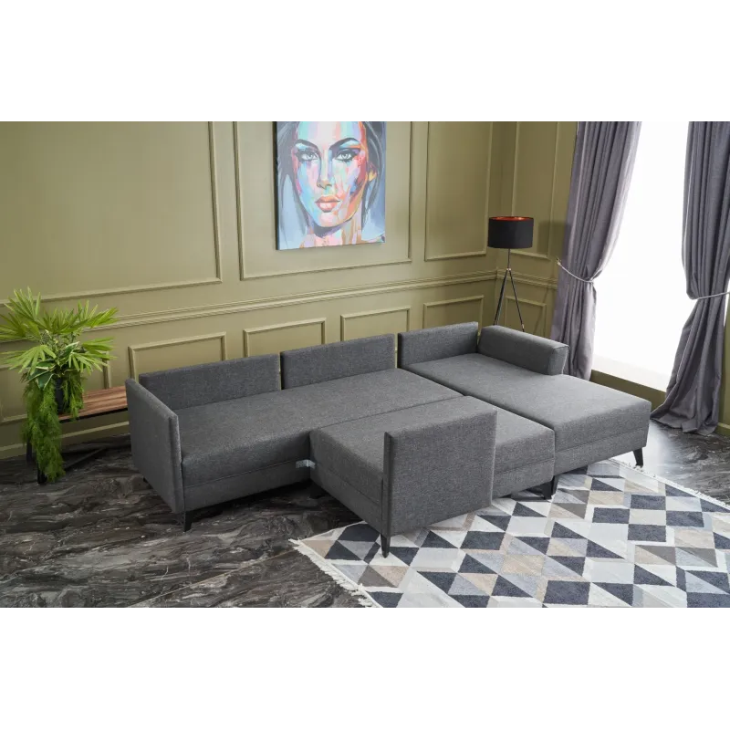 Canapea Tip Coltar in Forma de U Eris - Anthracite  - 6
