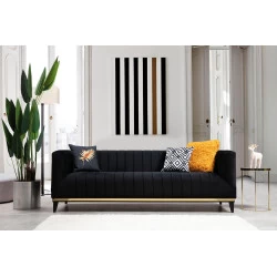 Canapea Tapitata Moderna cu Ornament Auriuiu Bellino - Black 222 X 89 X 75 - 1