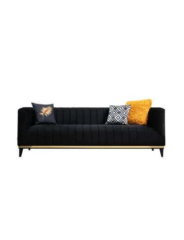 Canapea Tapitata Moderna cu Ornament Auriuiu Bellino - Black 222 X 89 X 75  - 3