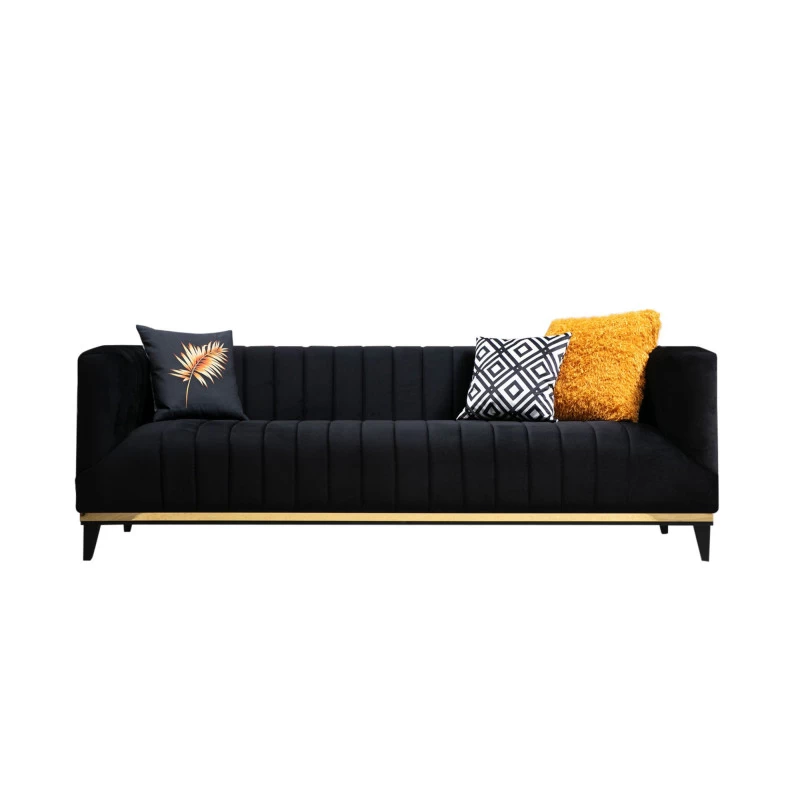 Canapea Tapitata Moderna cu Ornament Auriuiu Bellino - Black 222 X 89 X 75  - 3
