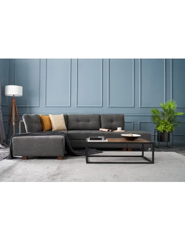 Canapea Tip Coltar Tapitat Extensibil Manama Corner Sofa Bed Left - Anthracite - 1
