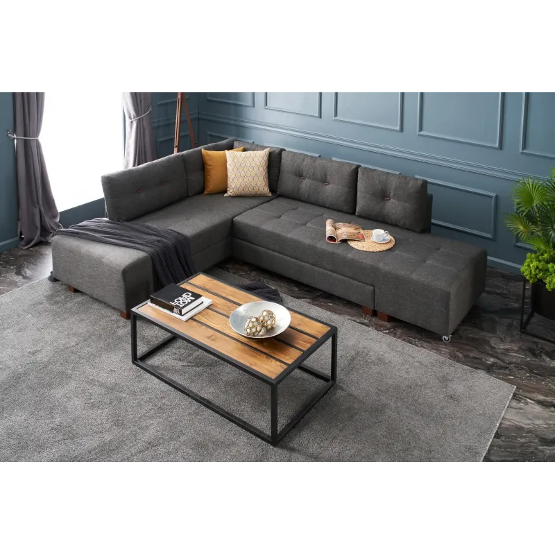 Canapea Tip Coltar Tapitat Extensibil Manama Corner Sofa Bed Left - Anthracite  - 3