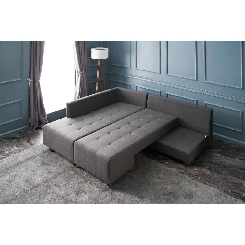 Canapea Tip Coltar Tapitat Extensibil Manama Corner Sofa Bed Left - Anthracite  - 4