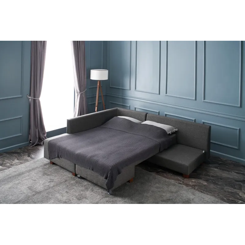 Canapea Tip Coltar Tapitat Extensibil Manama Corner Sofa Bed Left - Anthracite  - 5