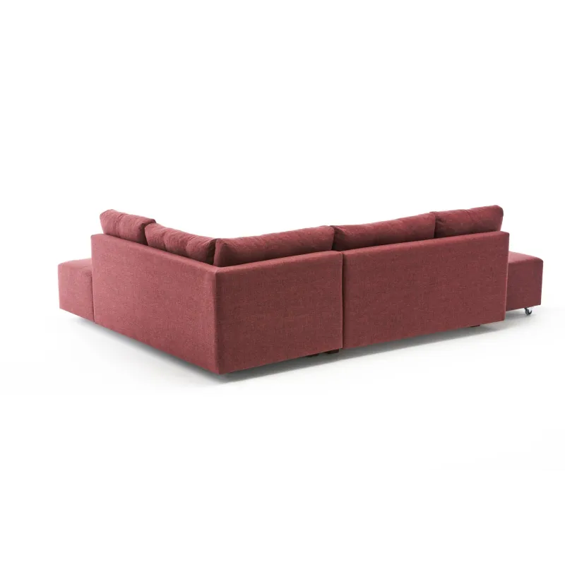 Canapea Tip Coltar Tapitat Extensibil Manama Corner Sofa Bed Right - Claret Red  - 6