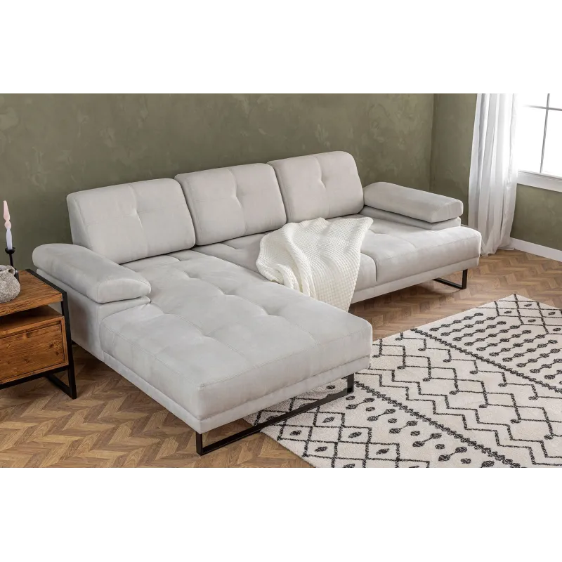 Canapea Tip Coltar Tapitat Mustang Large Left - Beige  - 3