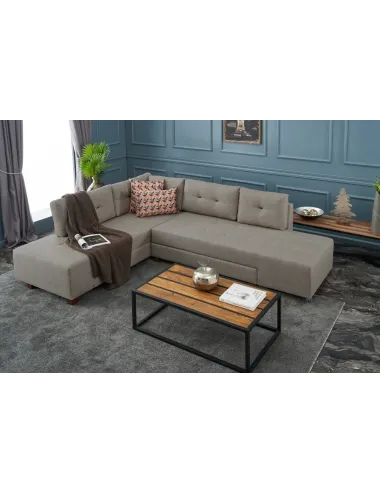 Canapea Tip Coltar Extensibil Manama Corner Sofa Bed Left - Cream - 1