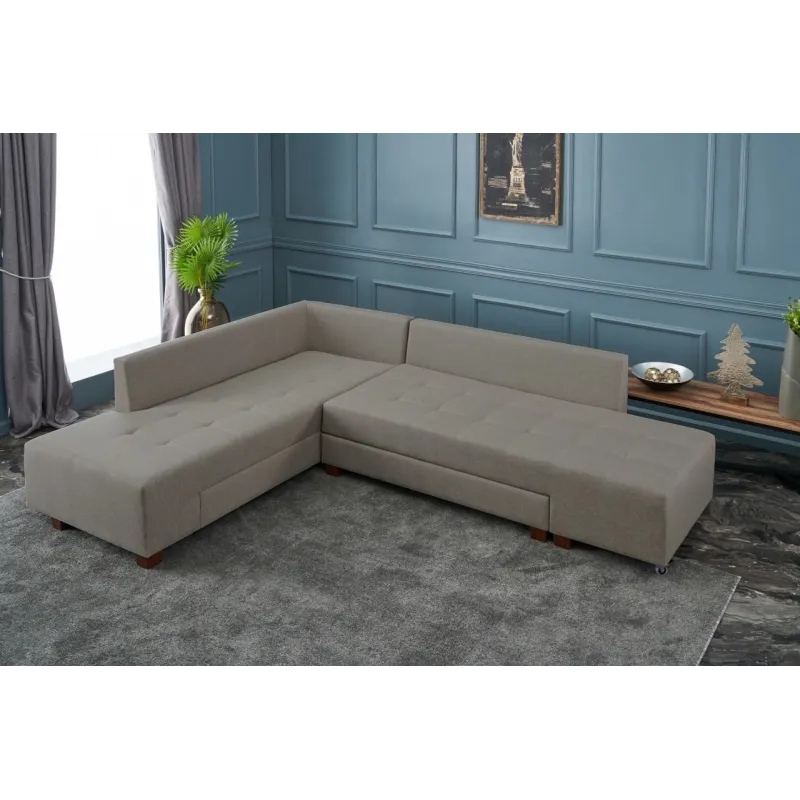 Canapea Tip Coltar Extensibil Manama Corner Sofa Bed Left - Cream  - 2