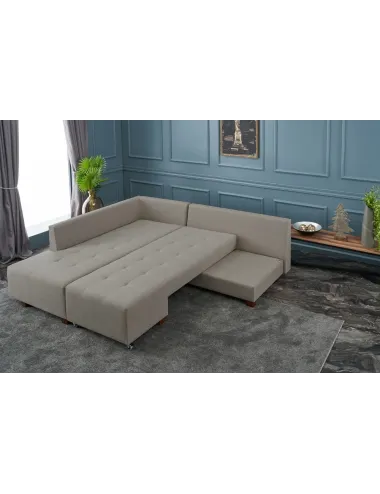 Canapea Tip Coltar Extensibil Manama Corner Sofa Bed Left - Cream  - 3