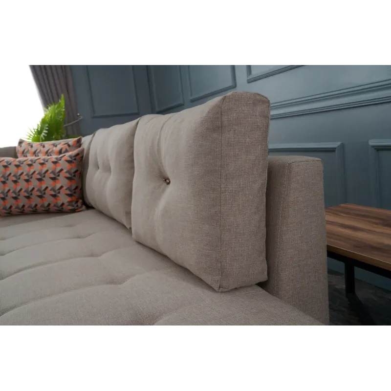 Canapea Tip Coltar Extensibil Manama Corner Sofa Bed Left - Cream  - 4