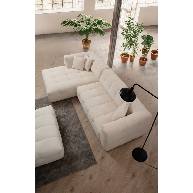 Canapea Moderna Tip Coltar Tapitat Cady 3 Seater Left - Beige  - 2