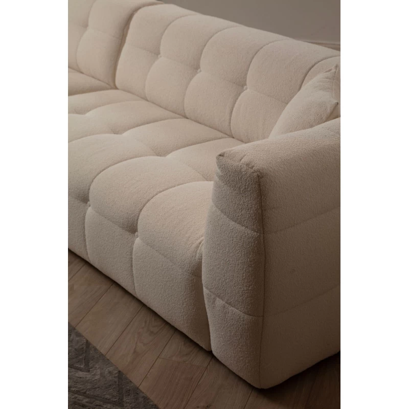 Canapea Moderna Tip Coltar Tapitat Cady 3 Seater Left - Beige  - 3