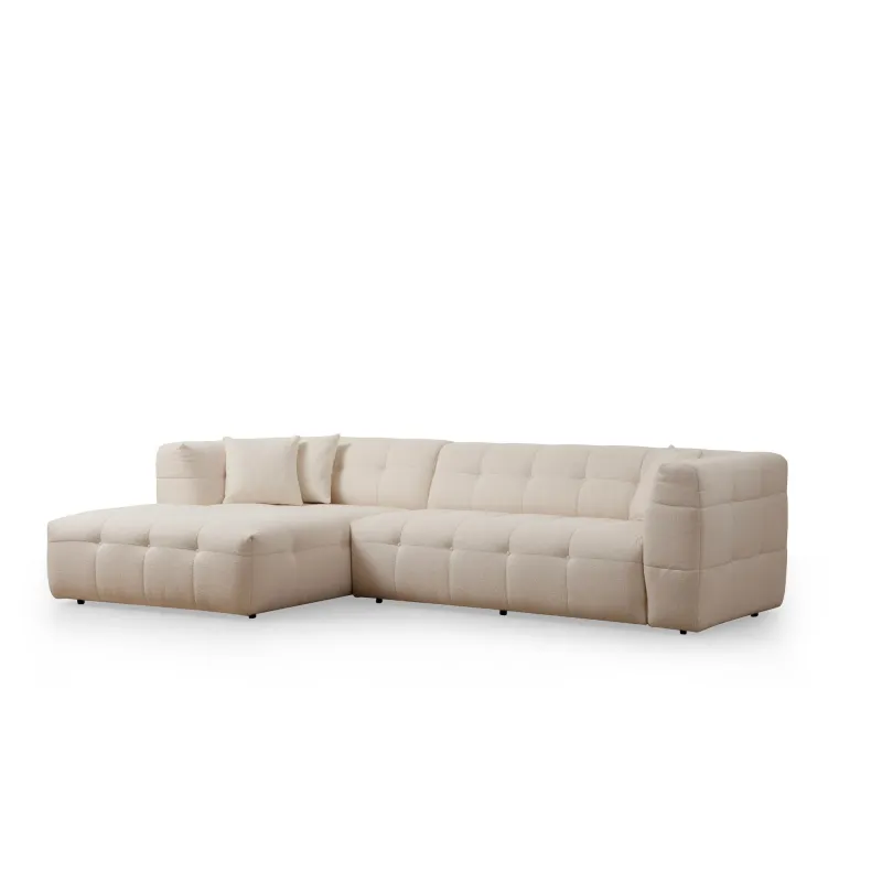 Canapea Moderna Tip Coltar Tapitat Cady 3 Seater Left - Beige  - 5