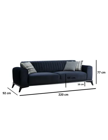 Canapea 3 Locuri Lisa - Navy Blue  - 6