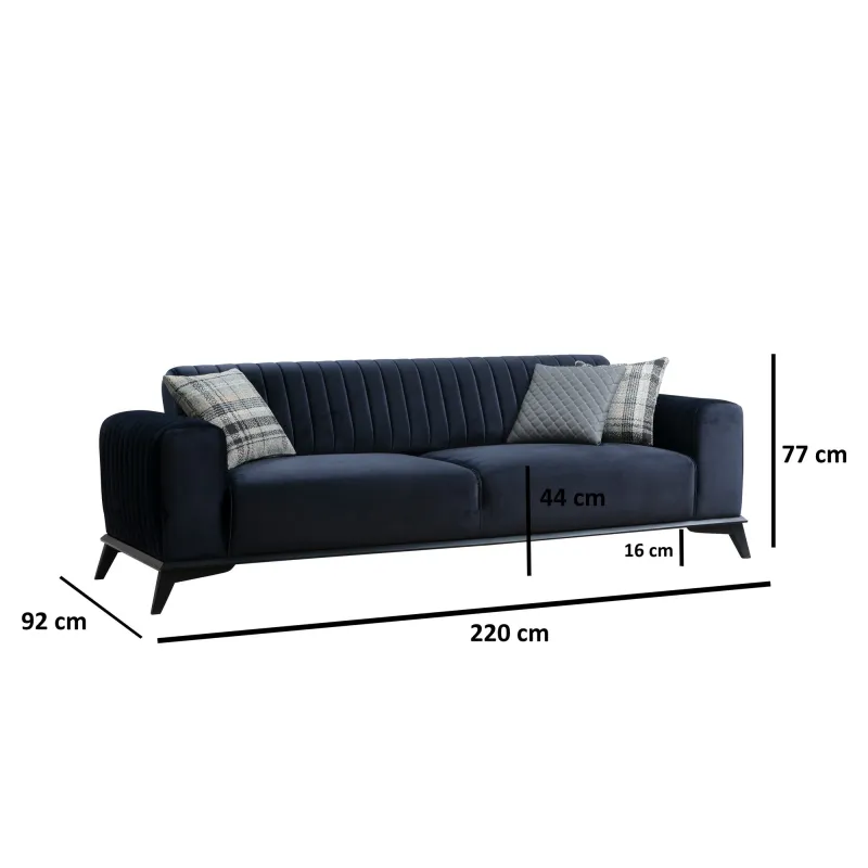 Canapea 3 Locuri Lisa - Navy Blue  - 6