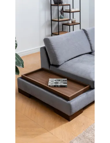 Canapea Tip Coltar cu Suport de Cafea Tulip Corner Right Without Pouf - Dark Grey  - 3