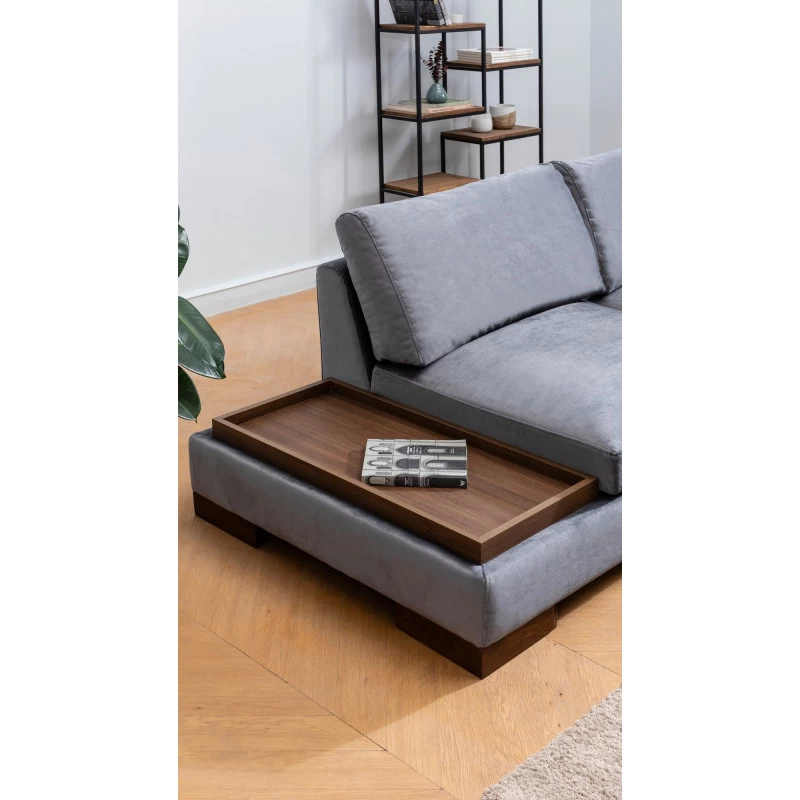 Canapea Tip Coltar cu Suport de Cafea Tulip Corner Right Without Pouf - Dark Grey  - 3