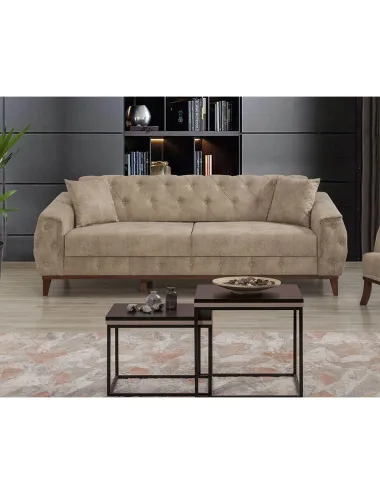 Canapea Tapitata cu 3 Locuri Marta - Cream 225 X 85 X 94  - 2