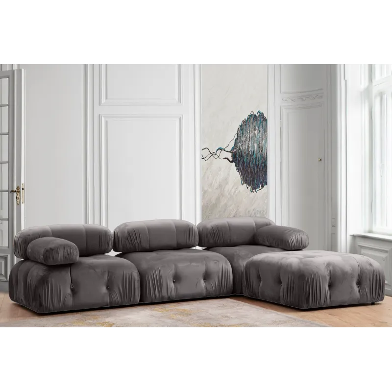 Canapea Tip Coltar Bubble Corner ( L1-O1-1R -Puf) - Grey  - 1