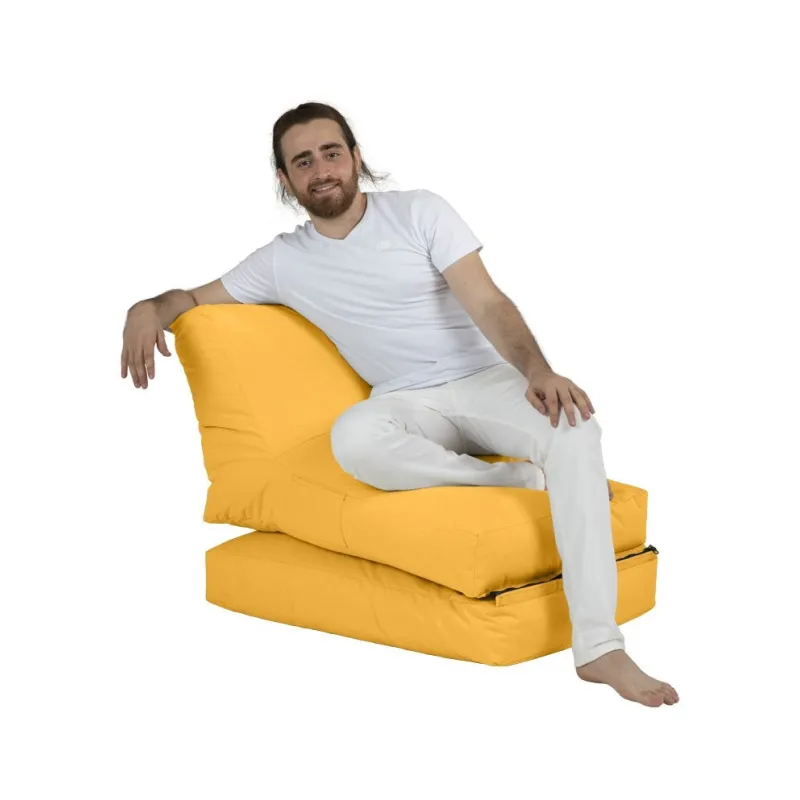 Fotoliu de Plaja Puf Bean Bag Siesta Sofa Bed Pouf - Yellow  - 5