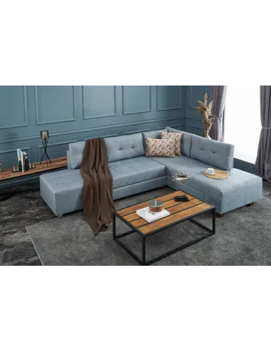 Canapea Tip Coltar Extensibil Manama Corner Sofa Bed Right - Light Blue - 1