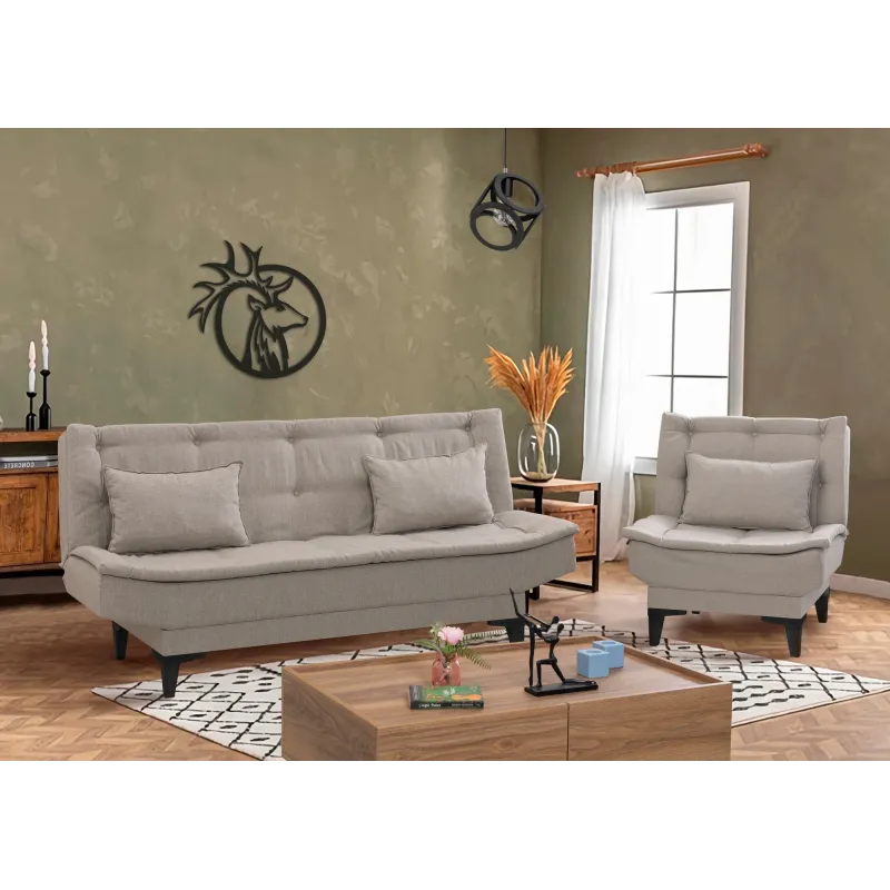 Set 2 Piese Canapea si Fotoliu Santo-S-1070 - Cream  - 1