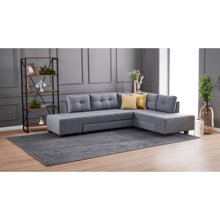 Canapea Tip Coltar Extensibil Manama Corner Sofa Bed Right - Grey - 1
