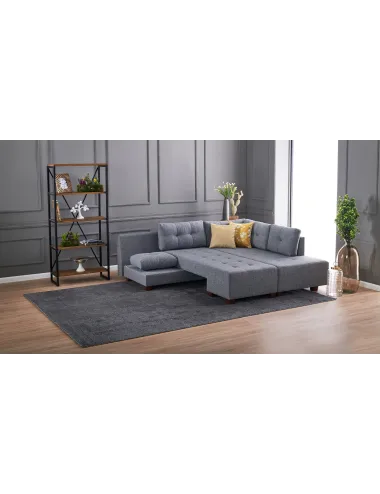 Canapea Tip Coltar Extensibil Manama Corner Sofa Bed Right - Grey - 2