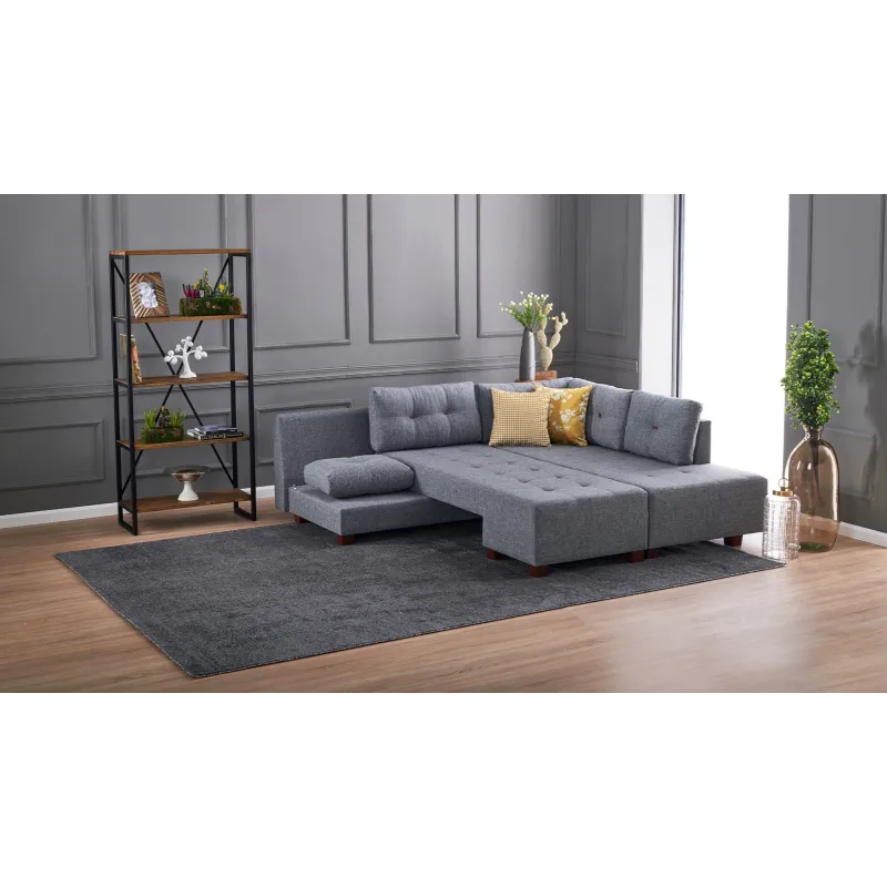 Canapea Tip Coltar Extensibil Manama Corner Sofa Bed Right - Grey  - 2