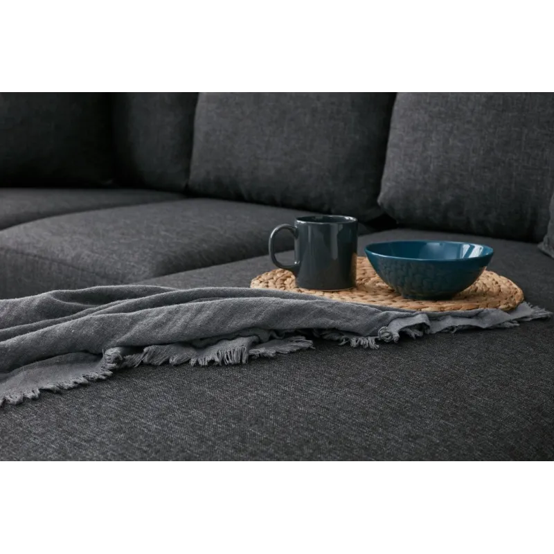 Canapea Tip Coltar Tapitat cu Taburet Eva Right - Anthracite  - 3