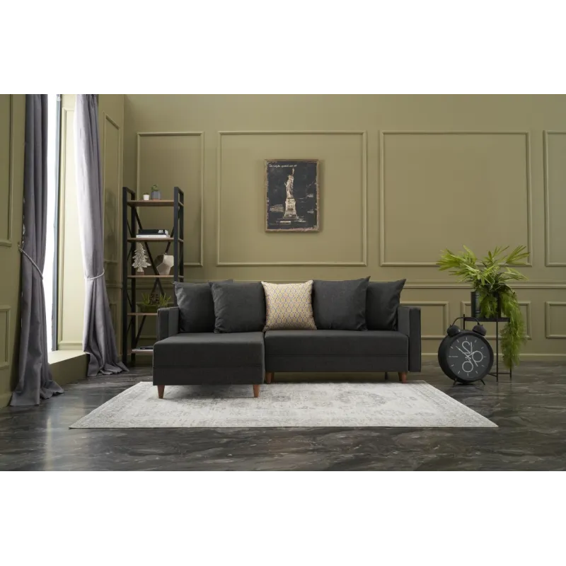 Canapea Tip Coltar Tapitat Aydam Left - Anthracite  - 1