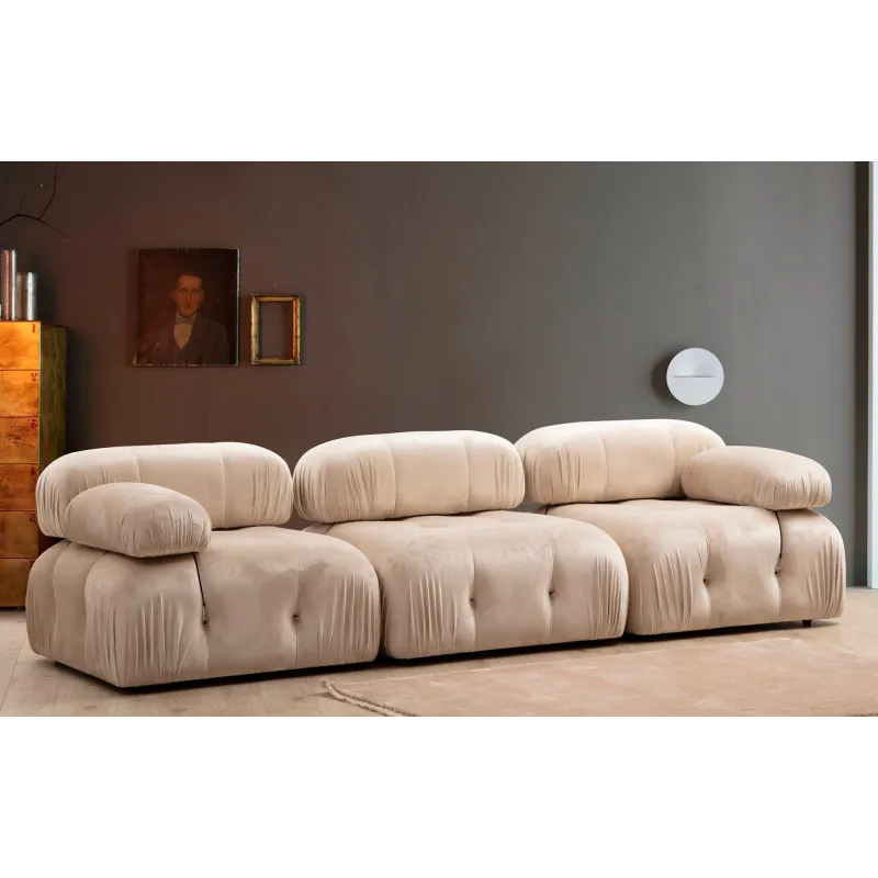 Canapea cu 3 Locuri Bubble 3 Seater ( L1-O1-1R) - Velvet 288 X 95 X 75  - 1