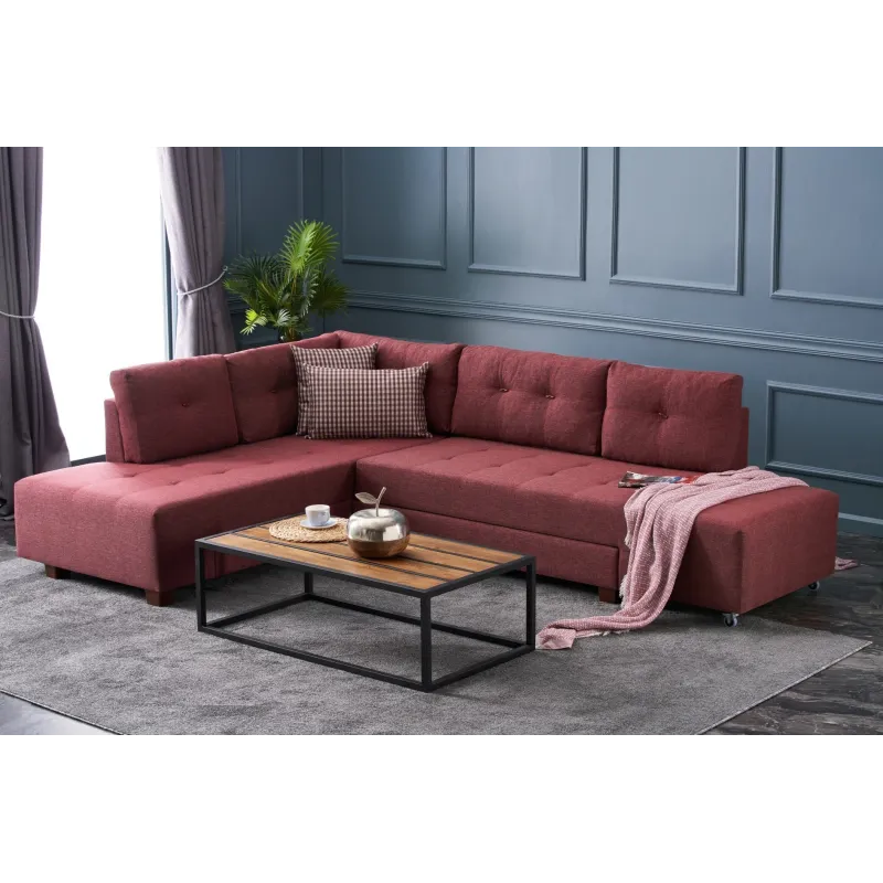 Canapea Tip Coltar Manama Corner Sofa Bed Left - Claret Red  - 2