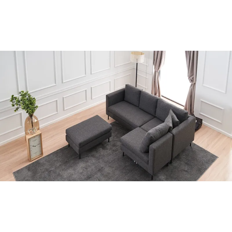 Canapea Tip Coltar cu Tetiere Mino - Anthracite  - 6