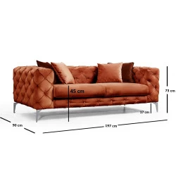 Canapea CHESTERFIELD Como - Orange cu 2 Locuri 197 X 73 X 90  - 4