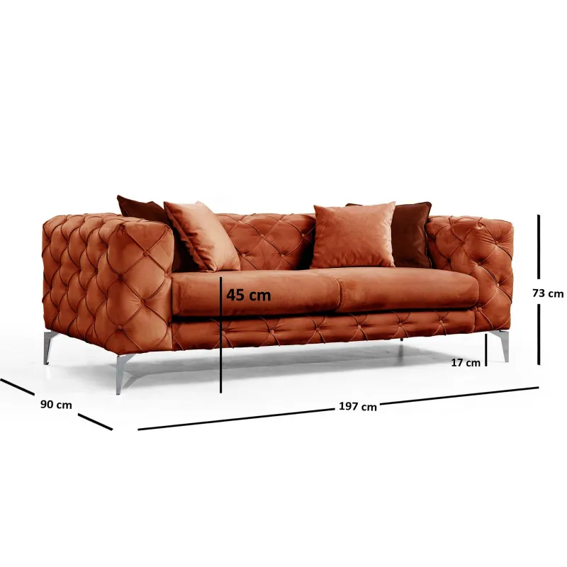 Canapea CHESTERFIELD Como - Orange cu 2 Locuri 197 X 73 X 90  - 4