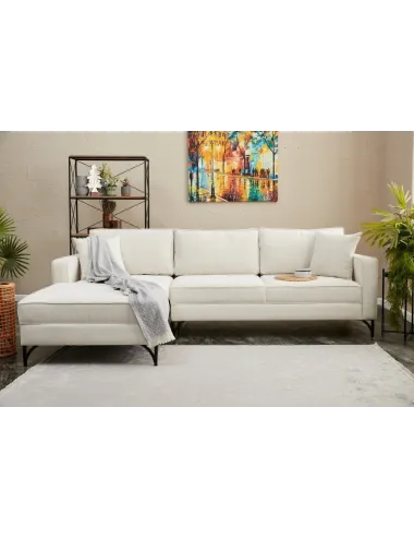 Canapea Tip Coltar Tapitat Berlin Left - Cream, Black 258 X 83 X 181 - 1