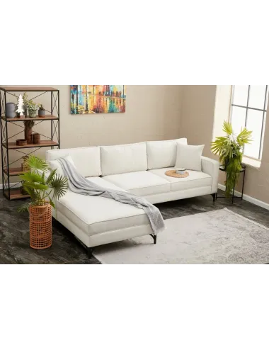 Canapea Tip Coltar Tapitat Berlin Left - Cream, Black 258 X 83 X 181 - 2