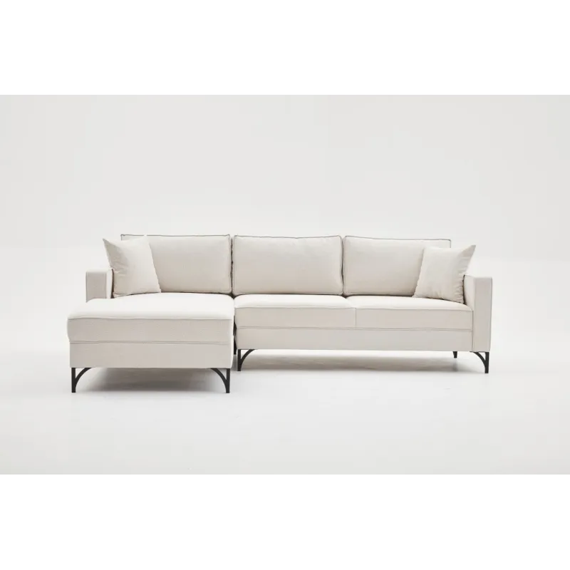 Canapea Tip Coltar Tapitat Berlin Left - Cream, Black 258 X 83 X 181  - 3