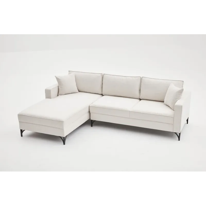 Canapea Tip Coltar Tapitat Berlin Left - Cream, Black 258 X 83 X 181  - 5