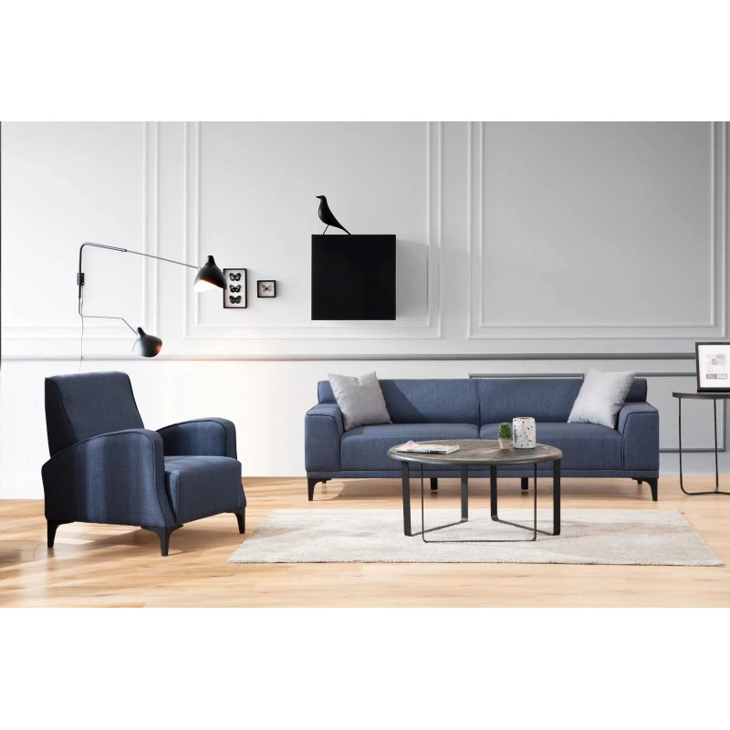Canapea Tapitata cu 3 Locuri Petra - Blue 212 X 86 X 69  - 4