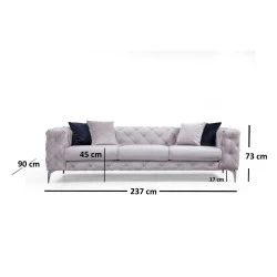 Canapea CHESTERFIELD Como - Light Grey cu 3 Locuri 237 X 73 X 90  - 3