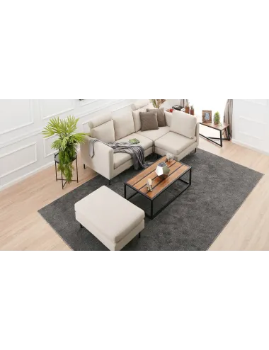 Canapea Tip Coltar Tapitat cu Tetiere Mino - Cream  - 5