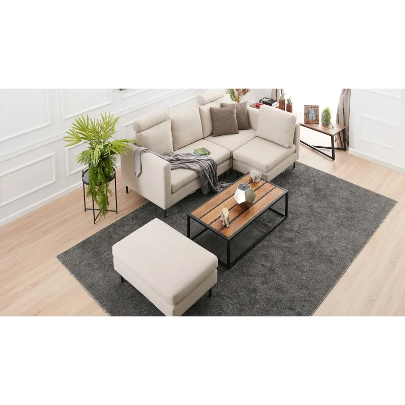 Canapea Tip Coltar Tapitat cu Tetiere Mino - Cream  - 5