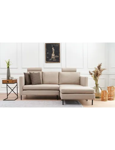 Canapea Tip Coltar Tapitat cu Tetiere Mino - Cream  - 6