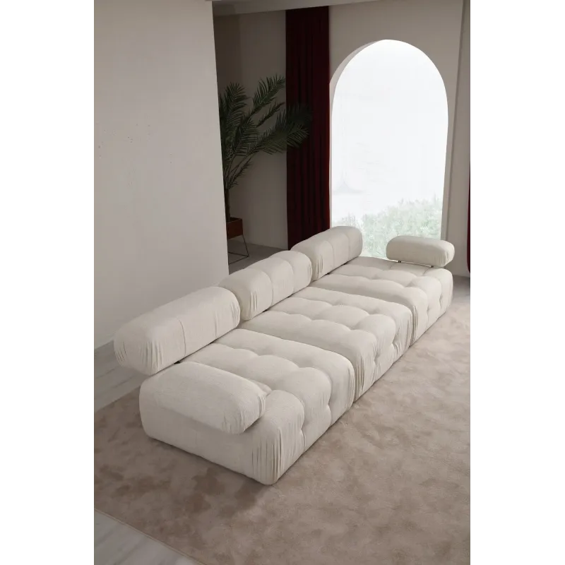 Canapea cu 3 Locuri Doblo 3 Seater ( L1-O1-1R) - Cream Bouclette  - 4