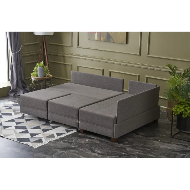 Canapea Tip Coltar cu Taburet Fly Corner Sofa Bed Right- Brown  - 3
