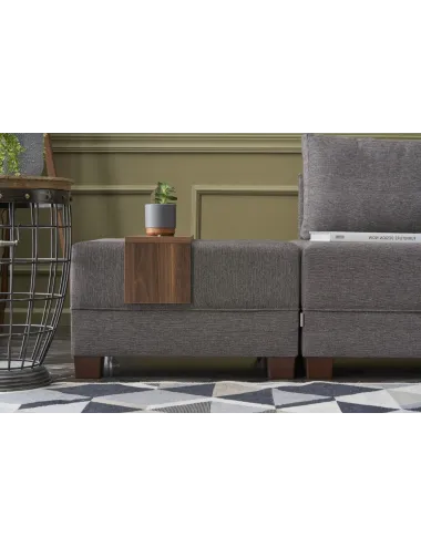 Canapea Tip Coltar cu Taburet Fly Corner Sofa Bed Right- Brown  - 4