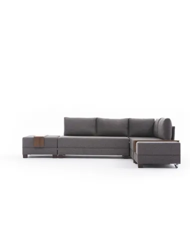 Canapea Tip Coltar cu Taburet Fly Corner Sofa Bed Right- Brown  - 5